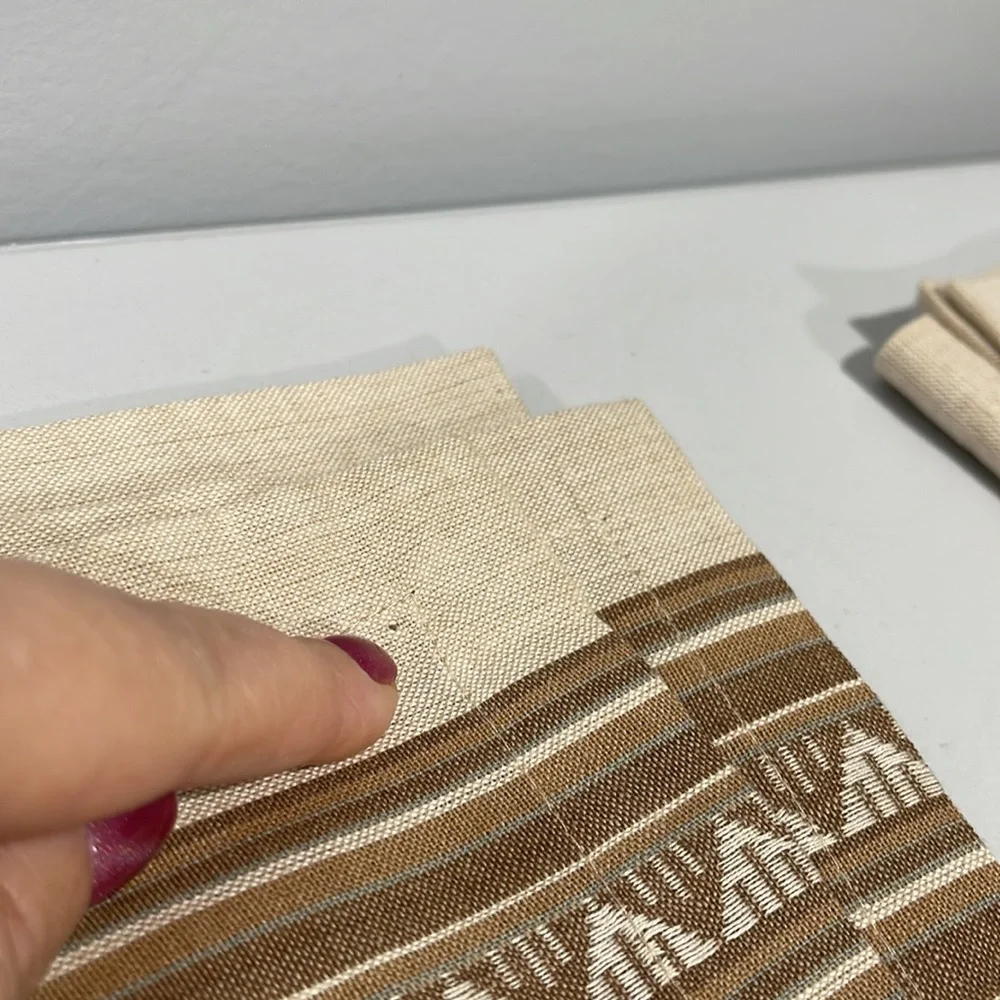Crate & Barrel Ashi Napkins Desert sand Aztec geometric pattern cotton